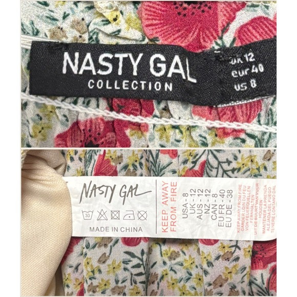 Nasty Gal 8 Collection Off Shoulder Smocked Floral Bell Sleeve Romper - Picture 10 of 10